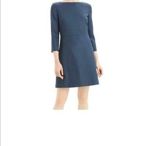 Theory Womens Kamilina Wool Round Neck Long Sleeve Mini Dress